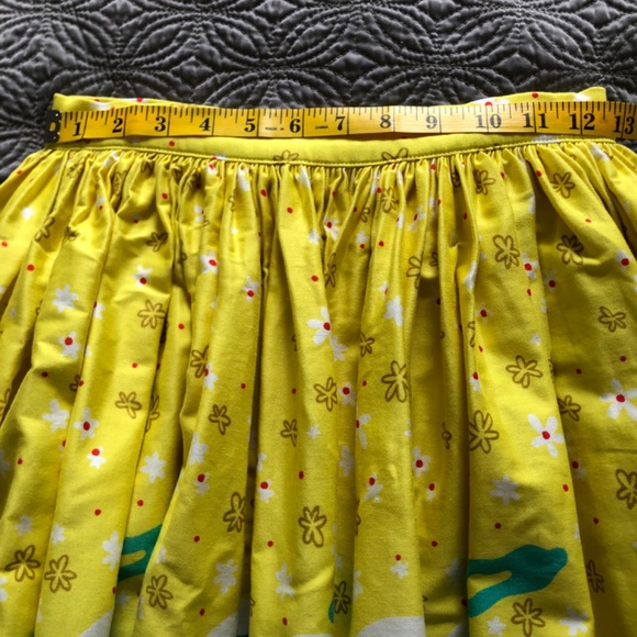 Pinup Couture Jenny Skirt in Mary Blair "Bon Voyage" Yellow Train Print, Small - Picture 9 of 10